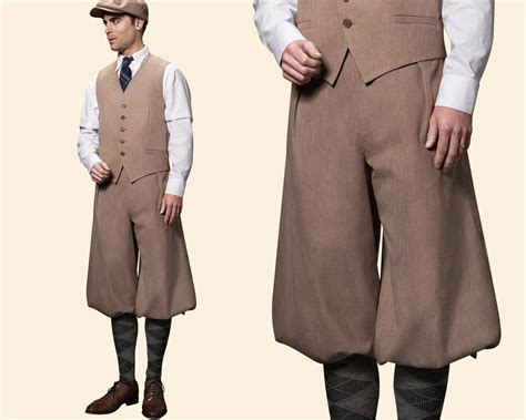 20s 30s KNICKERBOCKERS Plus Fours Caramel, Light Brown Cotton Linen Blend Swing Lindy Hop 1930 ...