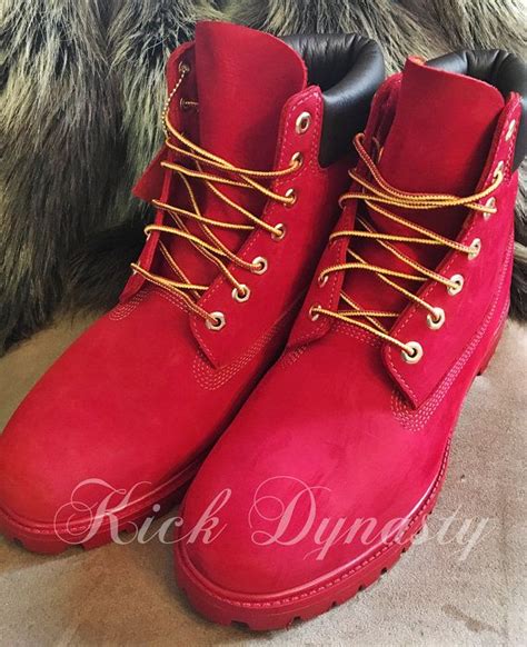 15% OFF SALE All Red Custom Dyed Timberland Boots Suede | Timberland boots, Boots, Blue timberlands