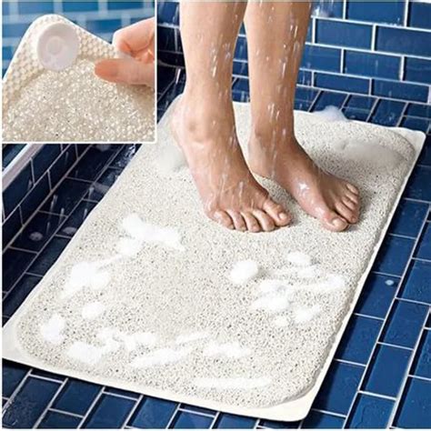 Non slip Bathroom Mat Shower Tub Carpet Mat For Shower Room PVC Square Over Drain Stays Dry TV ...