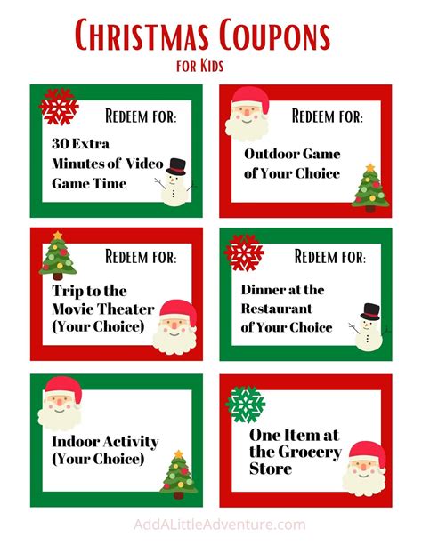 Printable Christmas Coupon Booklet for Kids or Adults