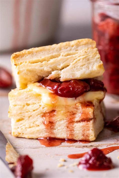 Flaky Southern Butter Biscuits with Strawberry Bourbon Jam - Brit + Co