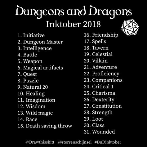 I made a D&D inspired Inktober prompt list. You... - Draw this shit!