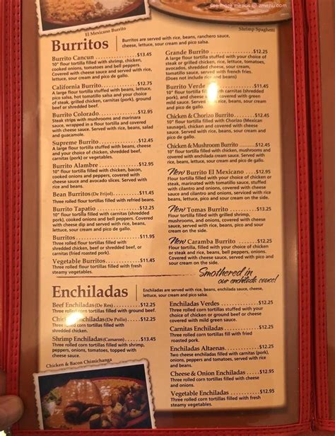 Menu at El Molino Mexican Restaurant, Waseca