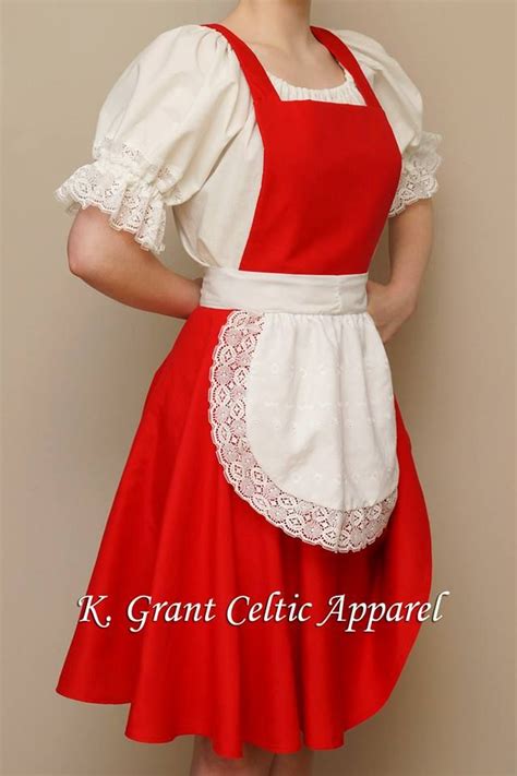 Woman in Red Dress and Apron