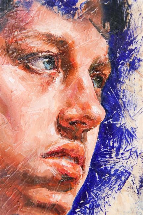 Tania Rivilis - Head Study - 21st Century Contemporary Colorful Oil Paint Portrait of a Boy For ...
