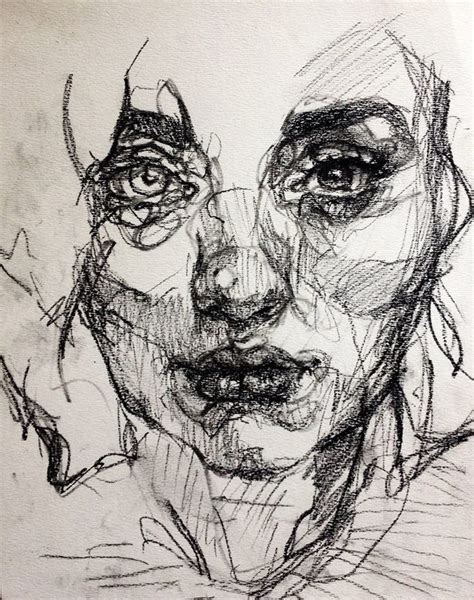 Drawing created using charcoal. Continuous line drawing capturing the ...