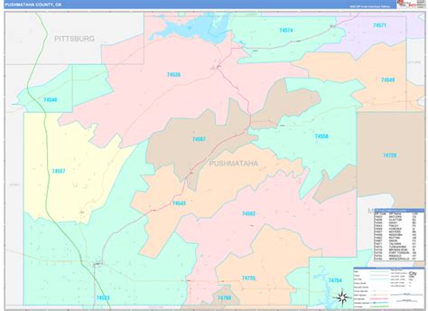 Pushmataha County, OK Wall Map Color Cast Style by MarketMAPS - MapSales