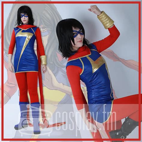 Female Woman Kamala Khan Cosplay Costume with Scarf and Eye Mask-in ...