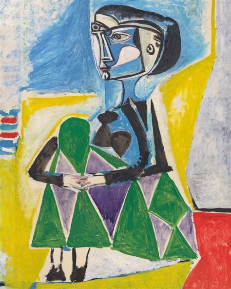 This brilliantly coloured portrait of Jacqueline Roque, Picasso’s lover and eventual second wife ...