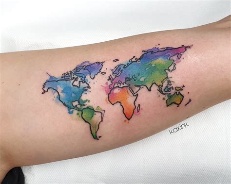 Simple World Map Outline Tattoo