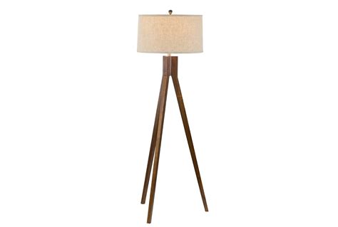 62 Inch Oak Brown Wood Tripod Floor Lamp | Living Spaces