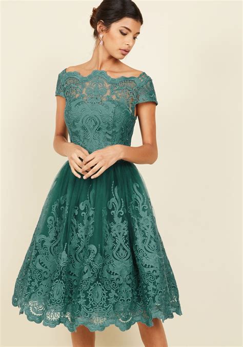 Exquisite Elegance Lace Dress in Lake, @ModCloth | Lace dress, Fit and flare wedding dress ...