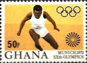 Stamp: Long Jump (Ghana(Summer Olympic Games 1972 - Munich) Mi:GH 475A,Sn:GH 457,Yt:GH 442,Sg:GH 643