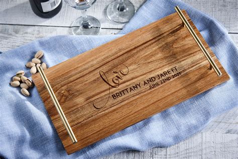 Personalized Serving Tray, Custom serving tray with golden handle ...
