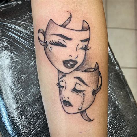 Female Drama Masks Tattoo - Garret Johnston