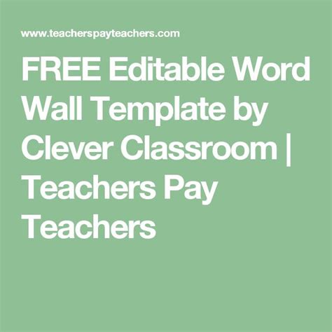FREE Editable Word Wall Template by Clever Classroom | Teachers Pay Teachers | Word wall ...