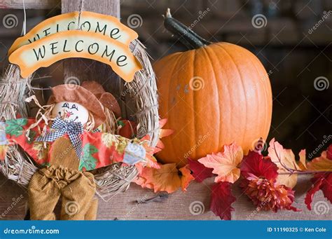 Autumn pumpkin welcome stock image. Image of colorful - 11190325