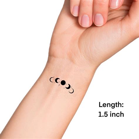 Moon Phases Sparkles Silhouette Temporary Tattoo Celestial Crescent Moons Sparkling Stars Witchy ...