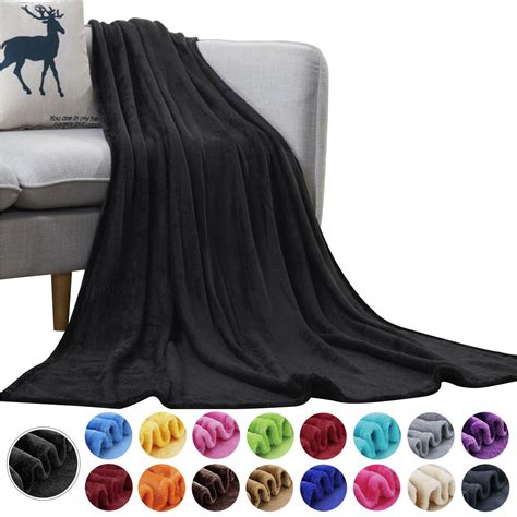 Howarmer Large Black Fleece Throw Blankets, Queen Size Soft Fuzzy Blanket for Women Men and Kids ...