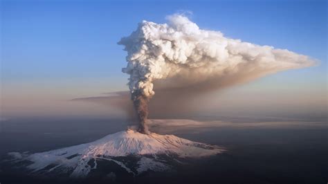 volcano, Smoke, Sky, Snow, Forest, Snowy Peak, Nature, Landscape, Mountain, Sicily, Italy, Etna ...