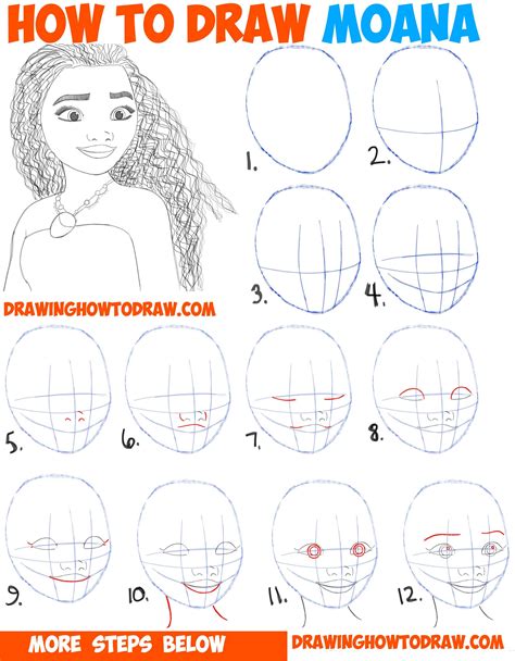 How to Draw Moana Easy Step by Step Drawing Tutorial for Kids and Beginners | Disney drawing ...