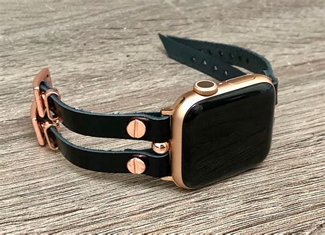 Italian Leather & Rose Gold Apple Watch Band 38mm 40mm 41mm | Etsy