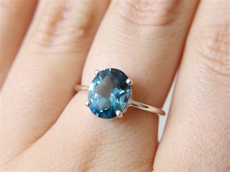 10x8 Oval London Blue Topaz Solitaire Ring