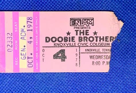 The Doobie Brothers 1978 Concert Ticket Stub. Vintage Ticket | Etsy