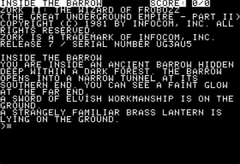 Zork II - The Wizard of Frobozz : Infocom : Free Download, Borrow, and Streaming : Internet Archive