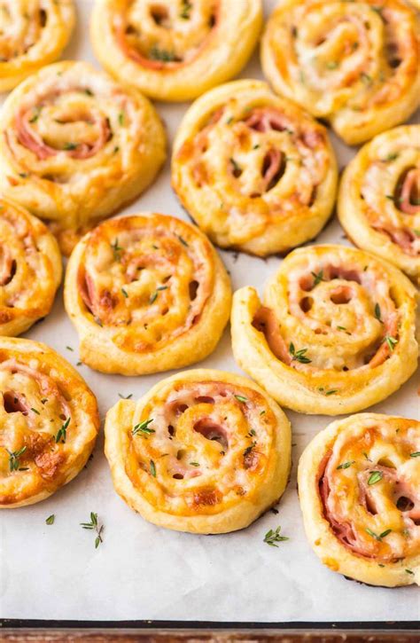 Ham and Cheese Pinwheels. Puff pastry, crispy ham, melty cheese, and ...