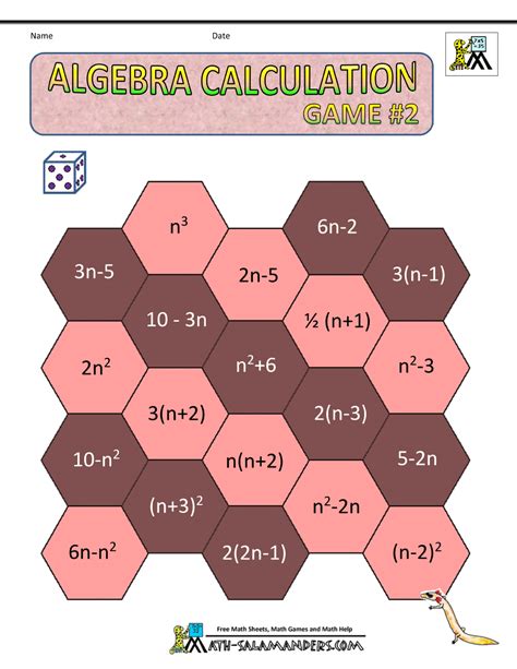 Algebra Math Games - Worksheets Library