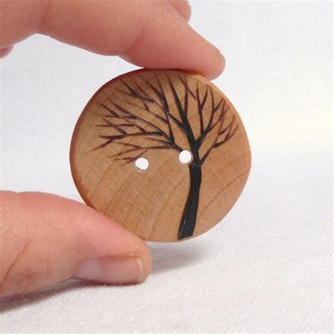 Tree Sewing Button, Extra Large Wood Button, Wooden Tree Buttons, Big Wood Buttons, Handmade ...