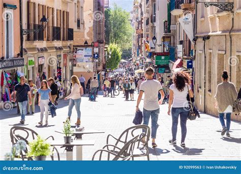 11 MAY 2016. People at the Central Streets of Palma De Mallorca, Spain ...