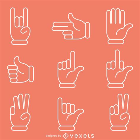 Flat Hand Signs Gestures Illustrations Vector Download