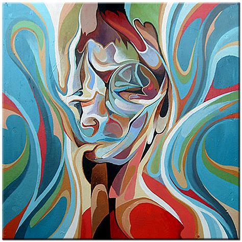 Confused Face modern abstract schilderij 100x100cm – Bestpaintings.nl