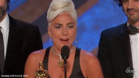 Lady Gaga Cries After Winning Oscar For Best Original Song Shallow In A Star Is Born - YouTube