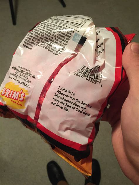 These off brand Cheetos have scripture on the back of the bag. : r ...