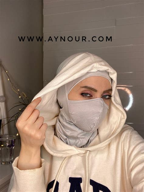 light gray mask hijab cab cotton Best Instant Hijab 2021 – Aynour.com