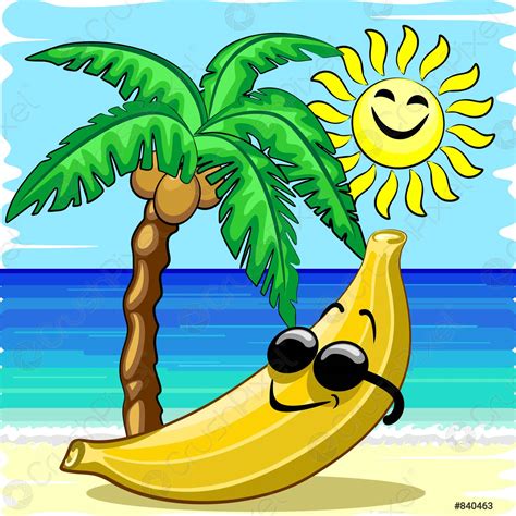 Banana Chill Happy Summer Cartoon Character Vector illustration - stock vector 840463 | Crushpixel