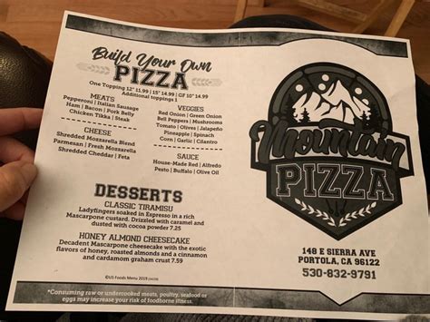 Mountain Pizza from PORTOLA Menu