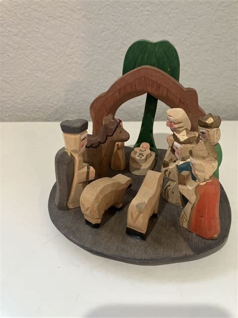 Primitive Wooden Manger Nativity Scene Stable Folk Art Decor Christmas | eBay