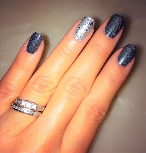 Essie "Mind Your Mittens" with holographic top coat Super Black Lacquer "Wishful Thinking ...