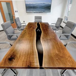 Black Walnut Live Edge River Epoxy Resin Kitchen Dining Conference Table - Etsy