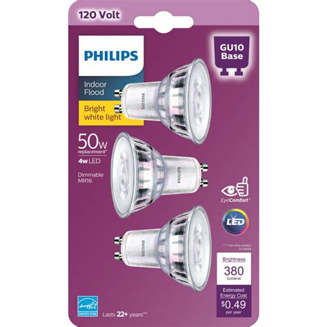 Philips 3pk Led Gu10 50w Bw Bulb 544932 - Walmart.com - Walmart.com