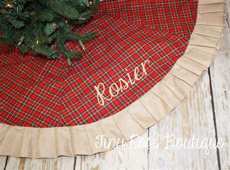 Plaid and Burlap Christmas Tree Skirt Personalized Tree Skirt | Etsy