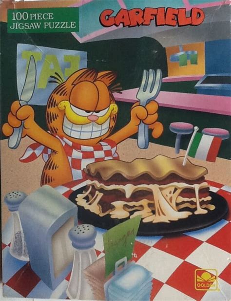 Vintage 1978 Garfield Eating Lasagna in Restaurant 100 Pc Jigsaw Puzzle ...