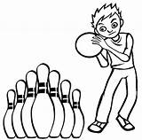 A Boy Playing bowling coloring page sketch template