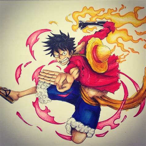 My fanart of Luffys Red hawk! : r/OnePiece