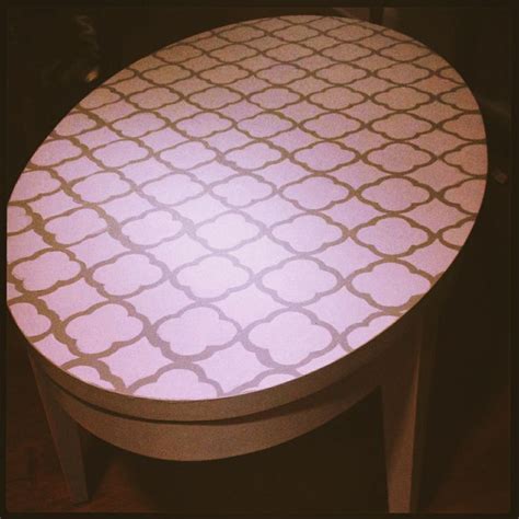 Gray and white Coffee table I did a homemade quatrefoil stencil on | Coffee table white ...