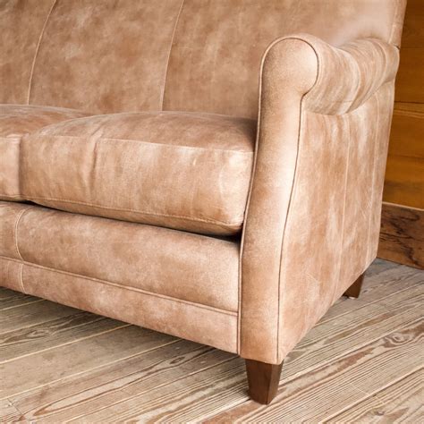 Osgood Leather Sofa | 75" Tight Back Nubuck Leather Sofa – Dartbrook ...